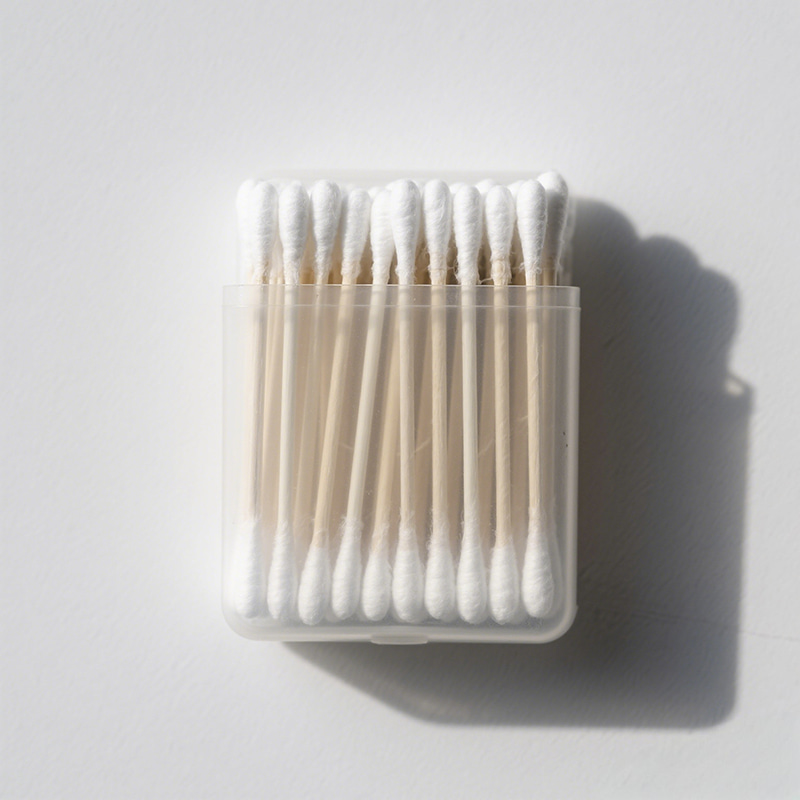 Swab Kapas Kotak Kayu Plastik
